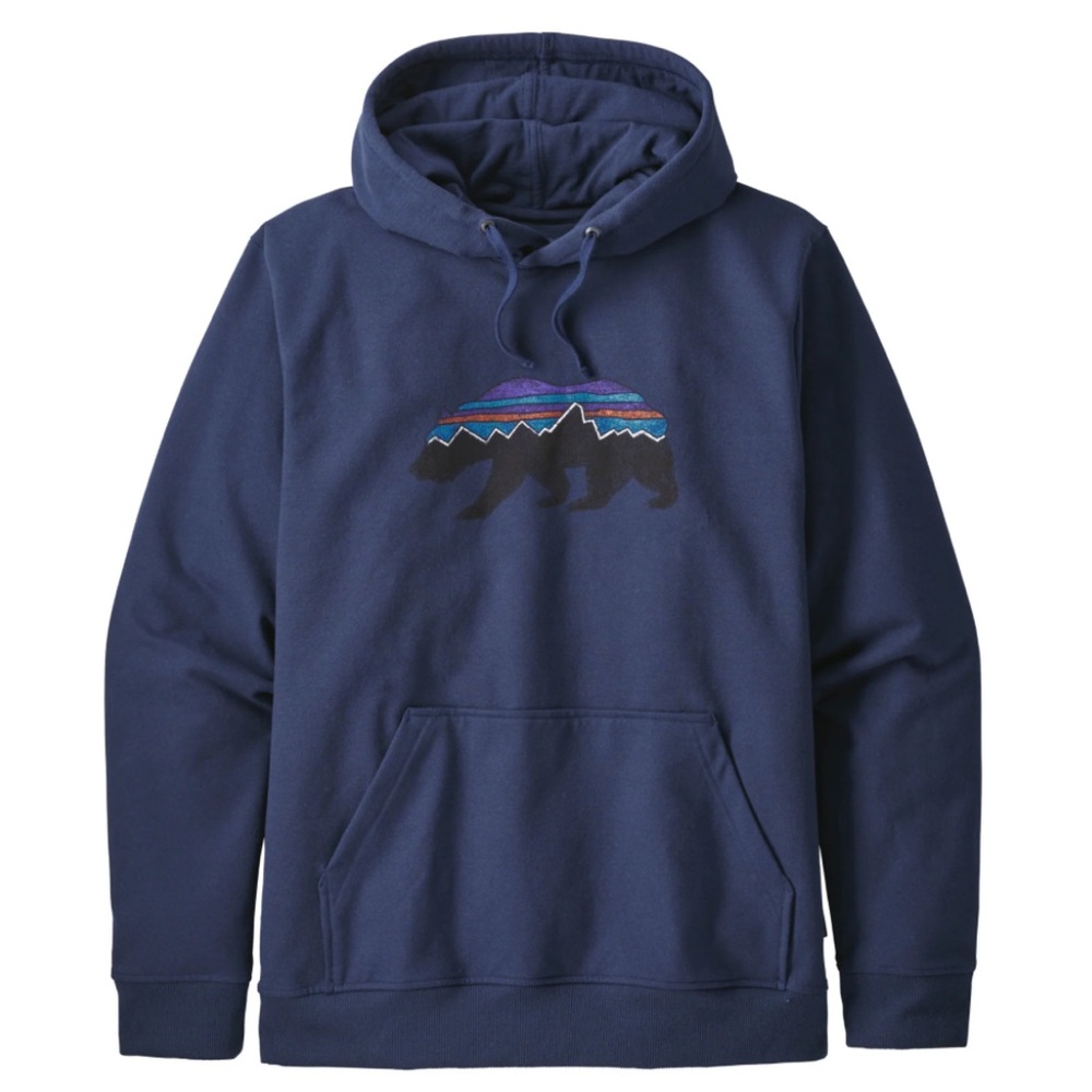 Patagonia Navy Blue Hoodie with Bear Design